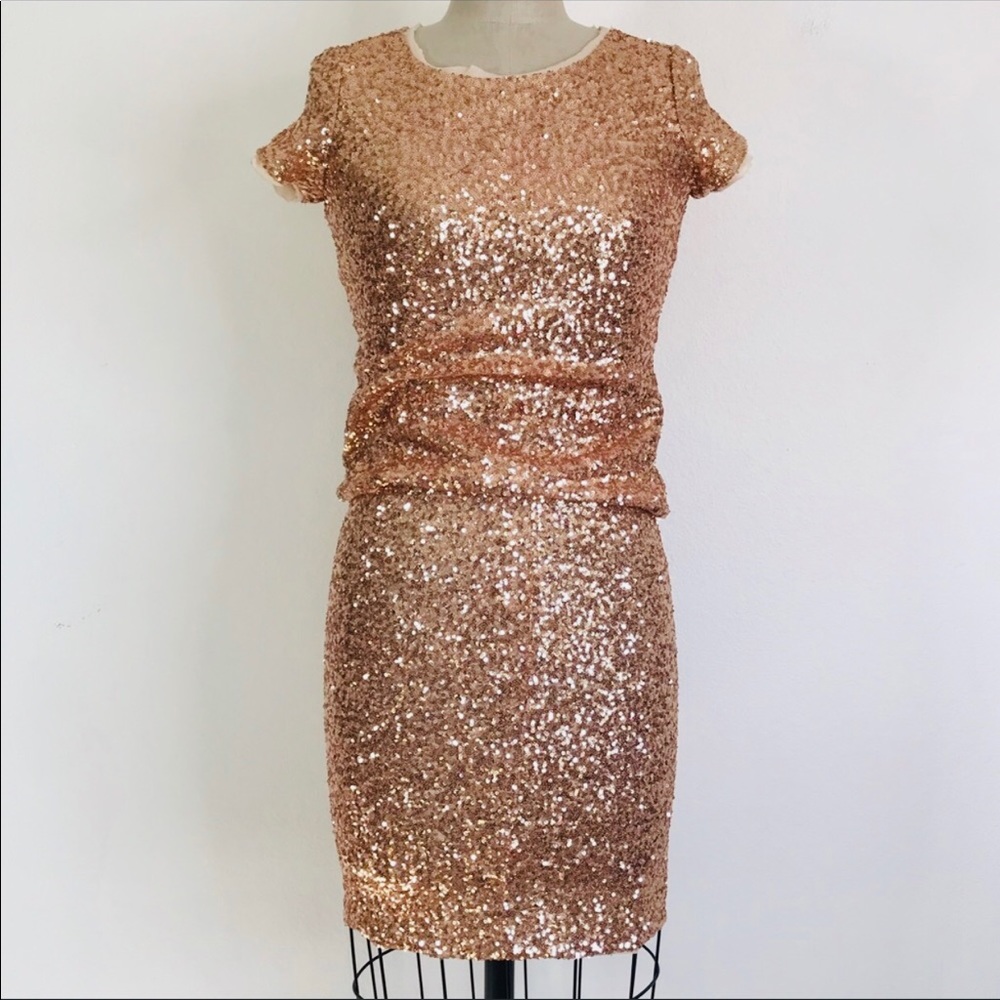 Sequin set Rachel Rachel Roy S rose gold sequin skirt and top set